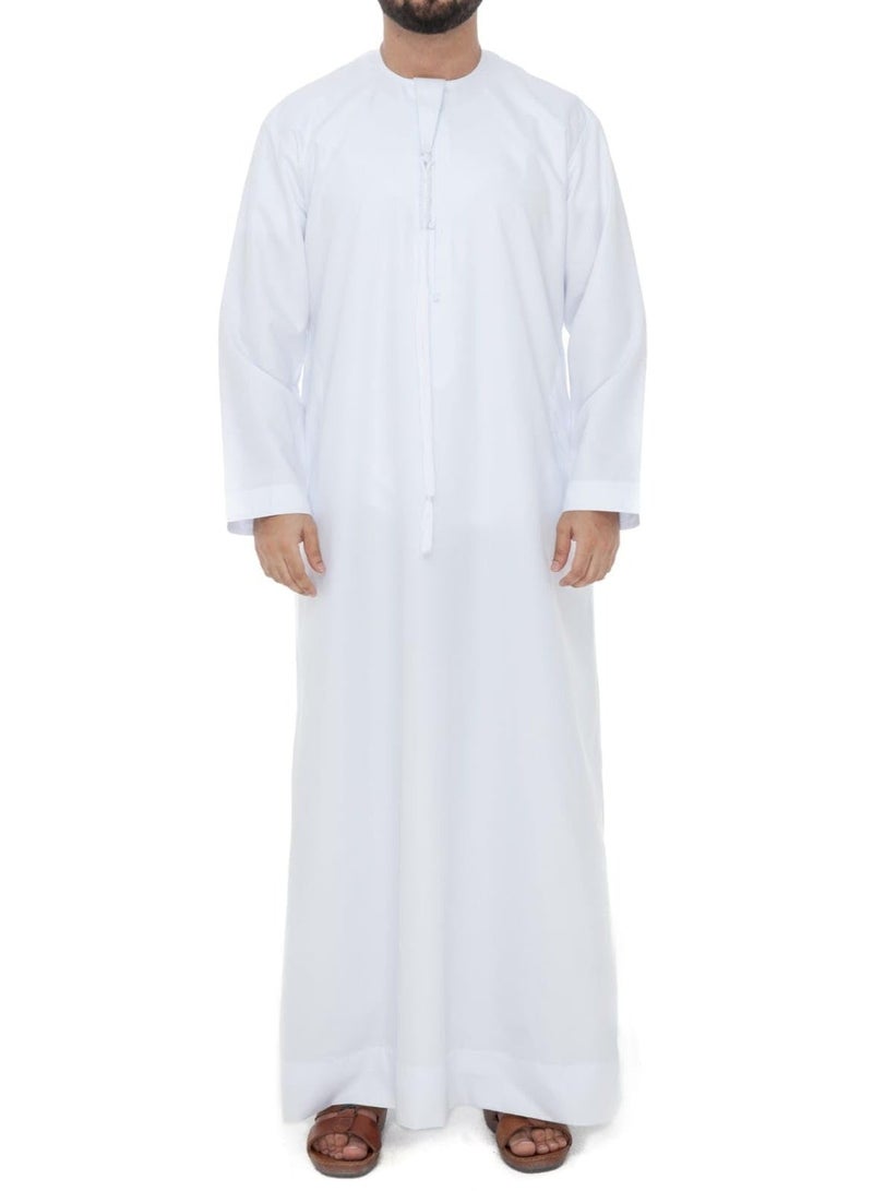 كيلا احرام للرجال ثوب رجالي إماراتي ثوب كندورة دشداشة تقليدية قماش فاخر مخيط يدويًا - Image 1